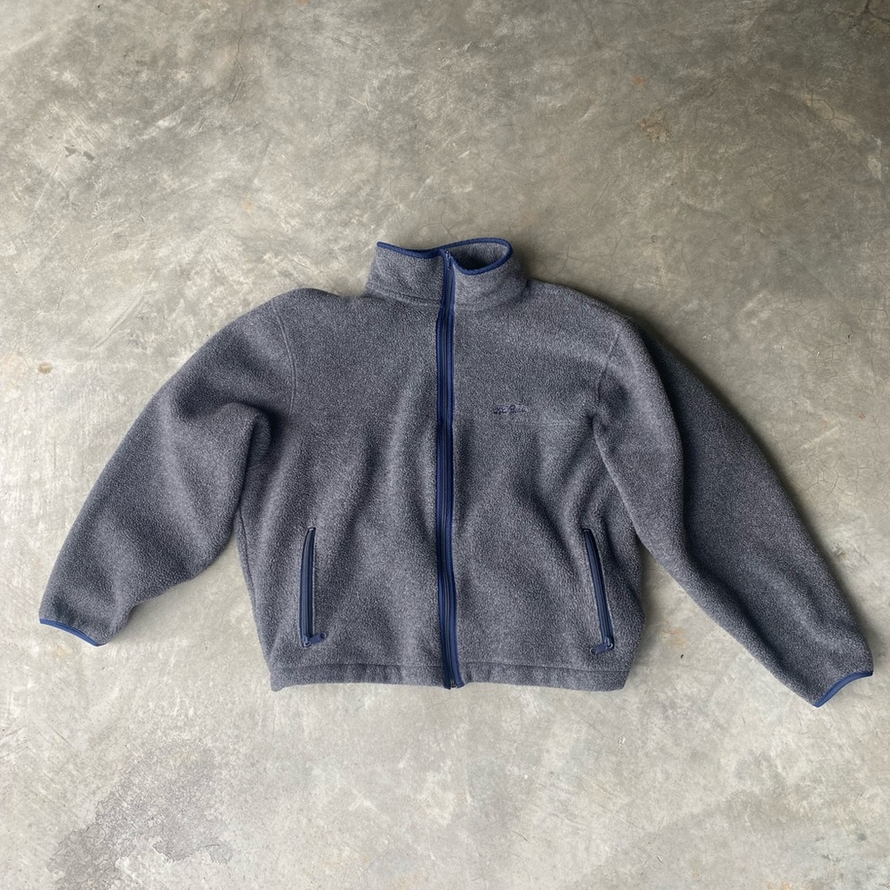 L.L. Bean Gray Fleece with Teal Trim